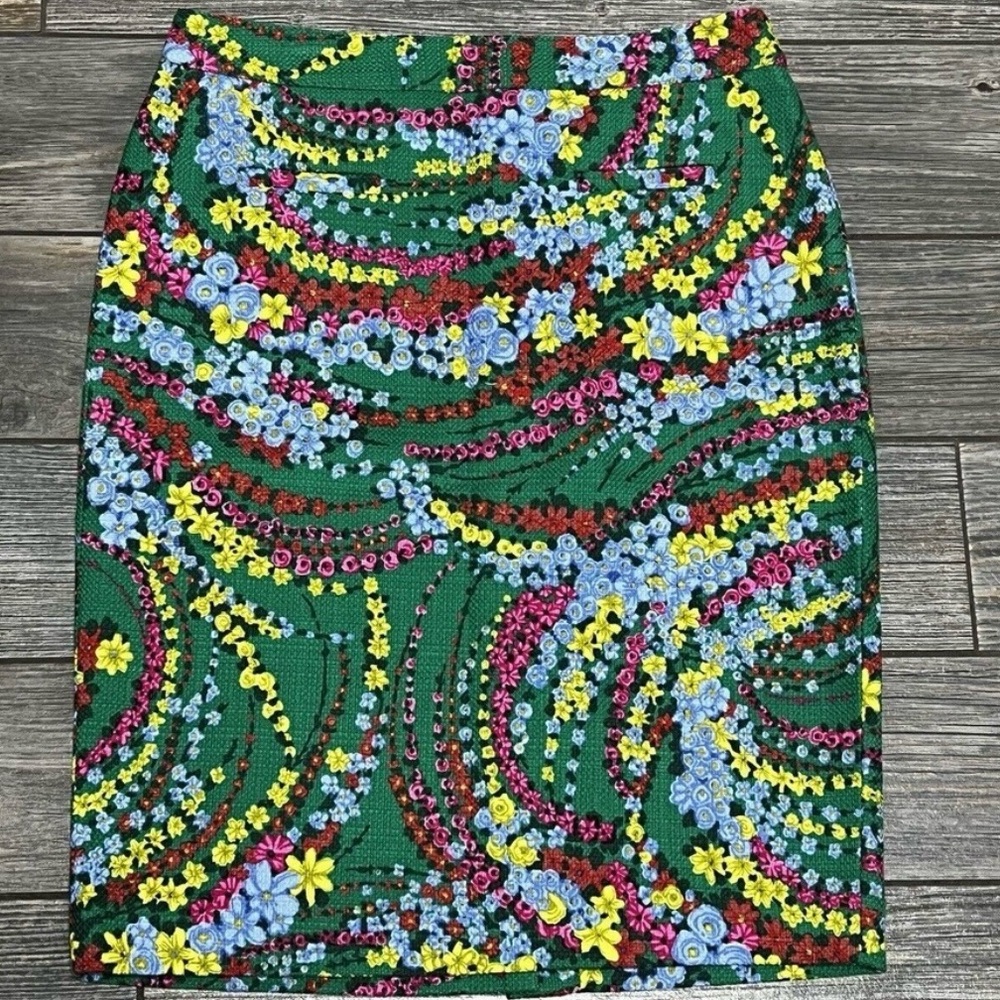 Tablots Green Floral Multi Green Print Straight Pencil Skirt Size 4P Petite